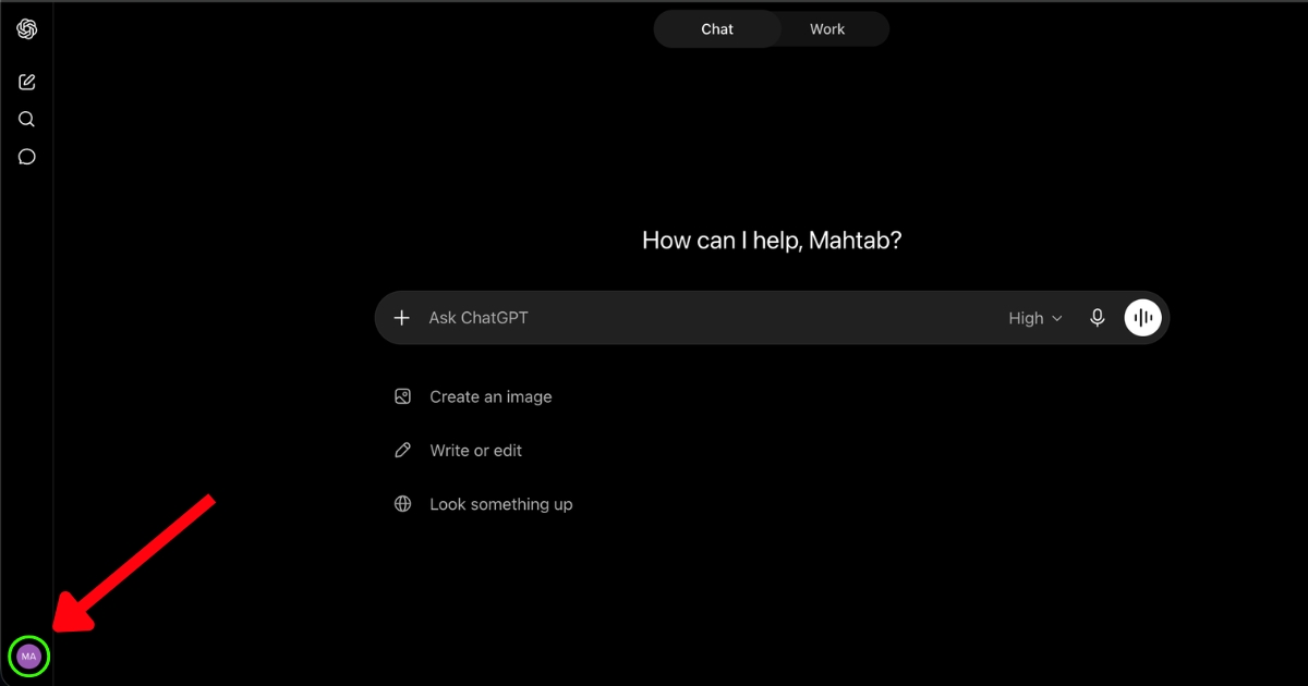 Click your profile icon